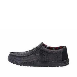 HEY DUDE MEN'S WALLY SOX JET BLACK SIZE 12 | MEN’S SHOES | MEN'S LACE UP LO