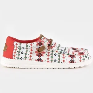 Hey Dude Wally Shoes Mens 10 Ugly Sweater Cream Canvas Shoes Christmas Loafers