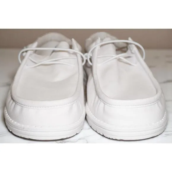 Hey Dude Wally White Canvas Loafers – Men’s Size 13 (EU 46) Lightweight Slip-On