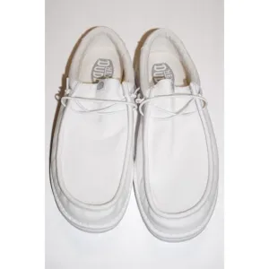 Hey Dude Wally White Canvas Loafers – Men’s Size 13 (EU 46) Lightweight Slip-On