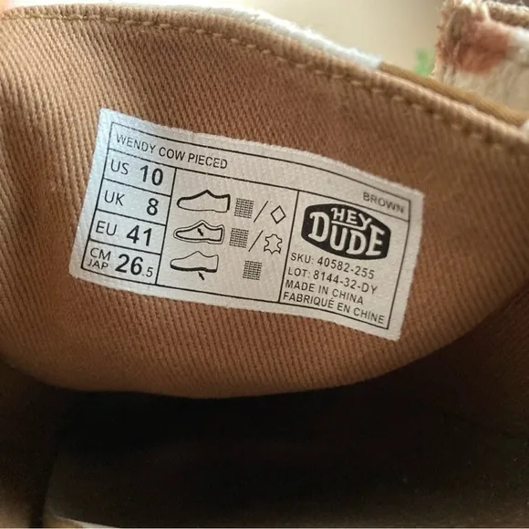 Hey Dude Wendy Cow Pieced Men’s shoes size 10
