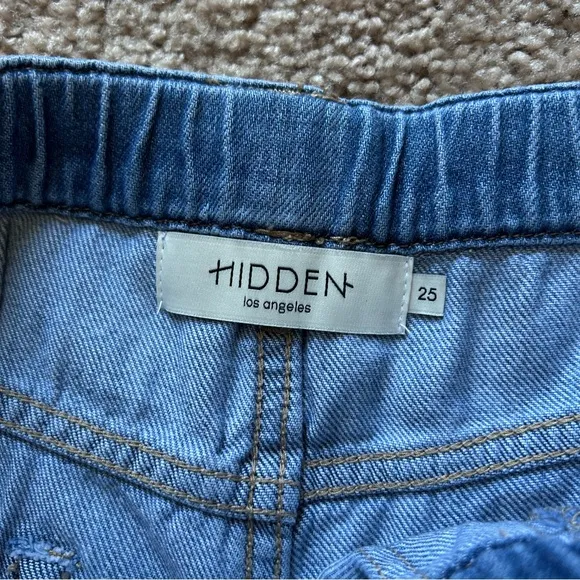 Hidden Nori High-Rise Extra Wide Leg Drawstring Blue Denim Jeans NWT Size 25