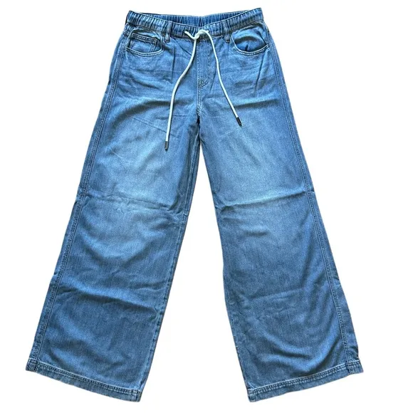 Hidden Nori High-Rise Extra Wide Leg Drawstring Blue Denim Jeans NWT Size 25