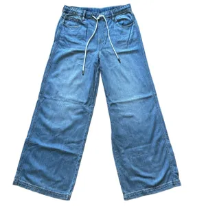 Hidden Nori High-Rise Extra Wide Leg Drawstring Blue Denim Jeans NWT Size 25