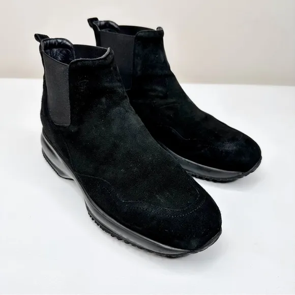 Hogan Interactive Chelsea Boots Black Suede Women’s SZ 40 US 10