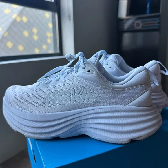 Hoka All-White Athletic Sneakers