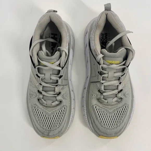 HOKA Gaviota 2 Road Running Athletic Shoes Gray and Yellow Sneakers Womens 7.5