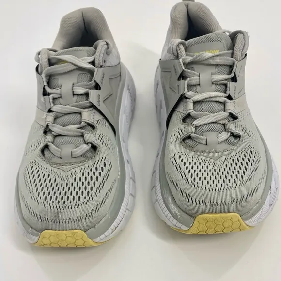 HOKA Gaviota 2 Road Running Athletic Shoes Gray and Yellow Sneakers Womens 7.5