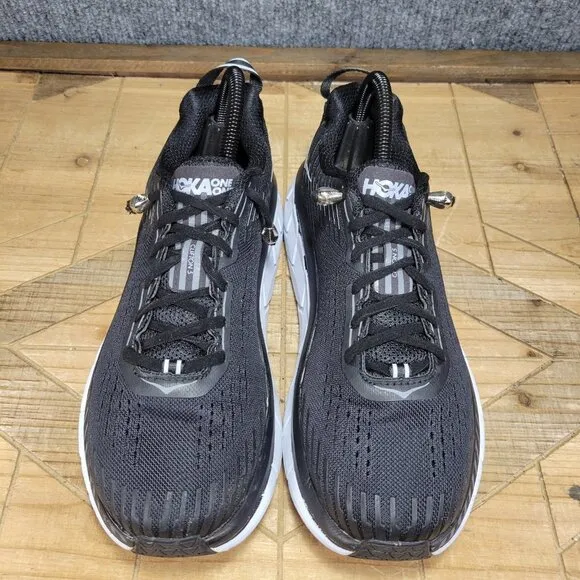 Hoka One One Clifton 5 Shoes Mens Size 8 2E Black Running Sneakers 1093757 BWHT