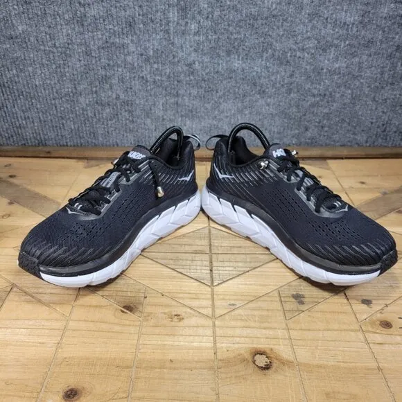 Hoka One One Clifton 5 Shoes Mens Size 8 2E Black Running Sneakers 1093757 BWHT