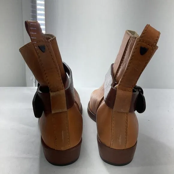 Hollywood Trading Company Gwen Brown Leather Handmade Chelsea Boots Women Size 8