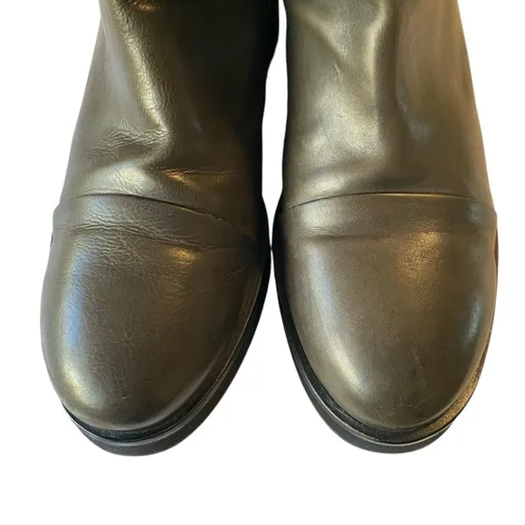 Homers Artesian Green Leather Chelsea Dual Zipper Ankle Boots Size 40/US 9