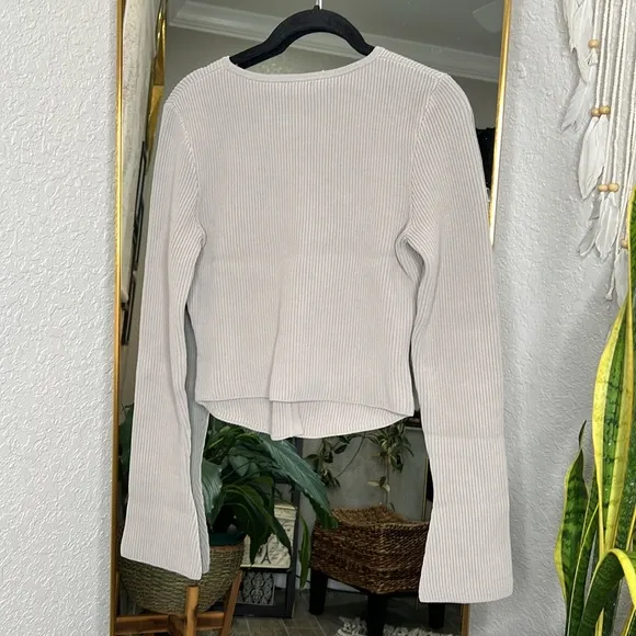 HOUSE OF CB 'Sylvia' Taupe Ribbed Knit Cardigan NWOT
