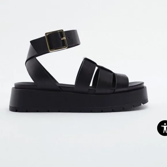 🖤HP🖤 Authentic Leather Zara Platform Chunky Fisherman Sandals US 9 EU 40 NWOB