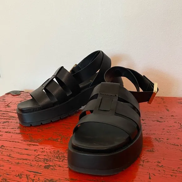 🖤HP🖤 Authentic Leather Zara Platform Chunky Fisherman Sandals US 9 EU 40 NWOB