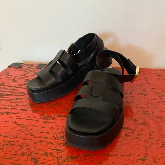 🖤HP🖤 Authentic Leather Zara Platform Chunky Fisherman Sandals US 9 EU 40 NWOB