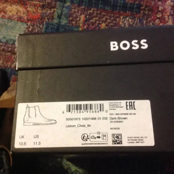 Hugo Boss Men's Lisbon Dark Brown Leather Chelsea Boots - 11.5(UK 10.5) - NIB