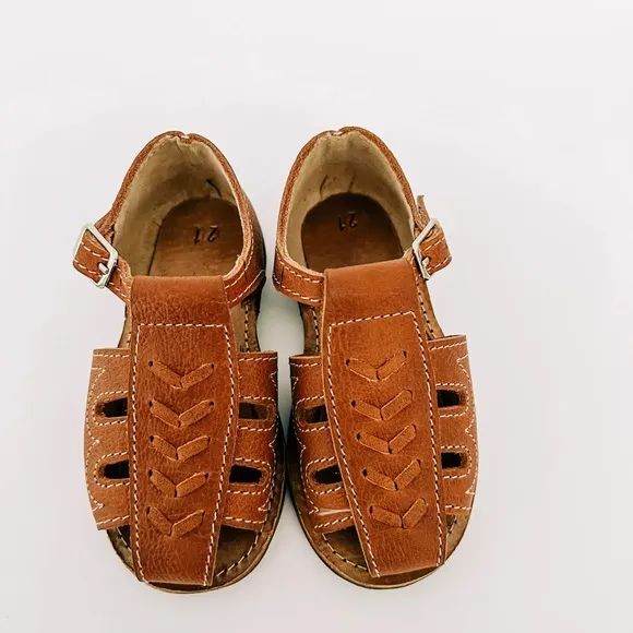 Humble Soles Brown Leather Kids Sandals