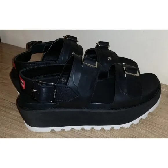 Hunter Originals Leather Mid Chunky Platform 9