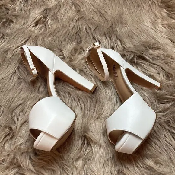 IDIFU Jana Platform Chunky High Heels Peep Toe Ankle Strap Wedding Bridal Party