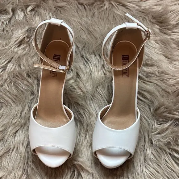 IDIFU Jana Platform Chunky High Heels Peep Toe Ankle Strap Wedding Bridal Party