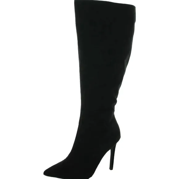 INC Rajelf Knee-High Boots Black Suede Pointed Toe Stiletto Heel Boots 8.5