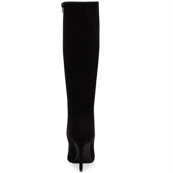 INC Rajelf Knee-High Boots Black Suede Pointed Toe Stiletto Heel Boots 8.5