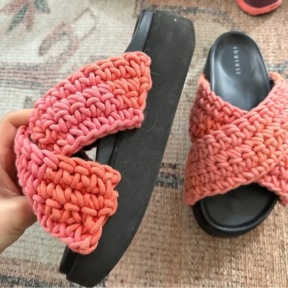 Inuikii Crotchet Chunky Platform Slip On Sandals sz 40