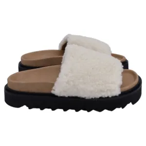 Iris &amp; Ink Poppy Faux Shearling Slides In White Wool