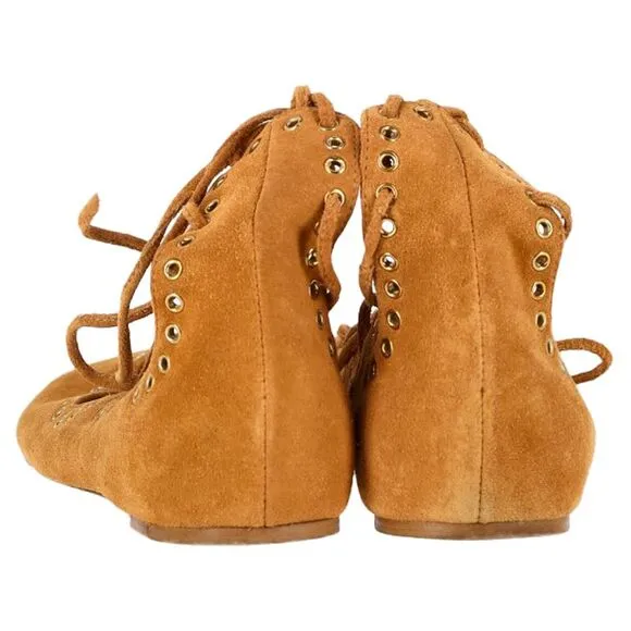 Isabel Marant Leo Eyelet Flats in Brown Suede