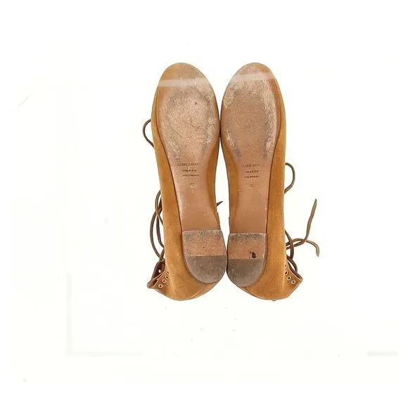 Isabel Marant Leo Eyelet Flats in Brown Suede