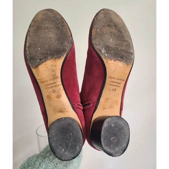 Isabel Marant Red Suede Leather Boots Bootie Sz 40 Side Zip Round Heel US 9.5