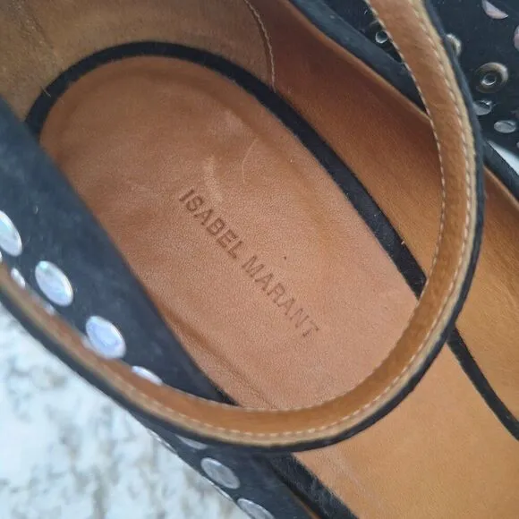 Isabel Marant Studded Black Heels suede Flats  size 39