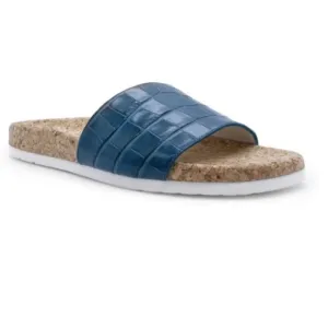 ITALEAU Molly Croc Embossed Waterproof Slide Sandal in Ottanio size 39.5