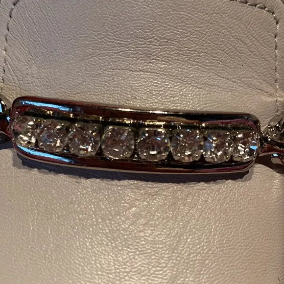 Italian High Quality Leather Light Gray Crystal Slides New NeverUsed