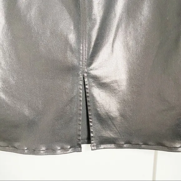 J Brand Metallic Black Faux Leather Pencil Skirt