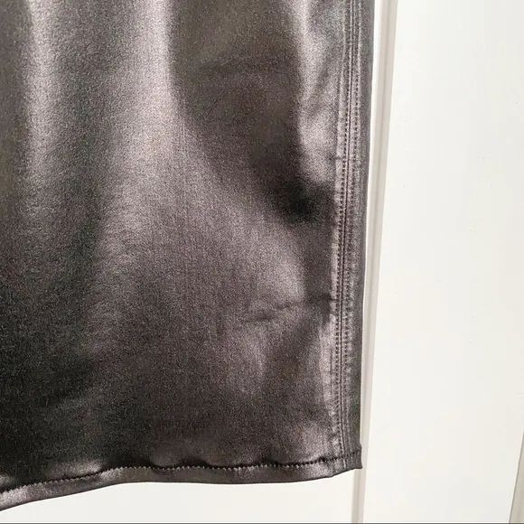J Brand Metallic Black Faux Leather Pencil Skirt