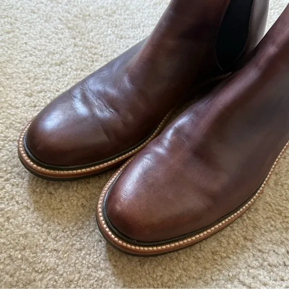 J. Crew Brown Leather Ore Stripe Chelsea Boots Men's Size 11