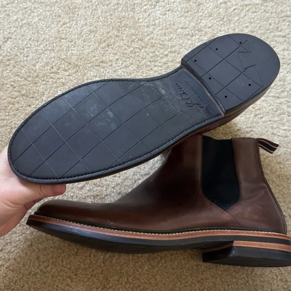 J. Crew Brown Leather Ore Stripe Chelsea Boots Men's Size 11