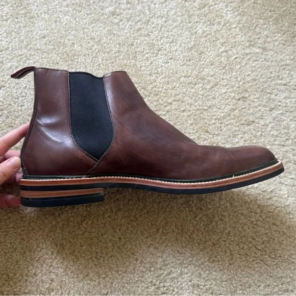 J. Crew Brown Leather Ore Stripe Chelsea Boots Men's Size 11