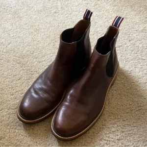 J. Crew Brown Leather Ore Stripe Chelsea Boots Men's Size 11