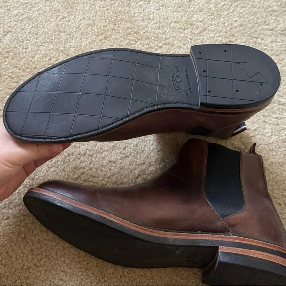 J. Crew Brown Leather Ore Stripe Chelsea Boots Men's Size 11