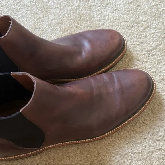 J. Crew Brown Leather Ore Stripe Chelsea Boots Men's Size 11
