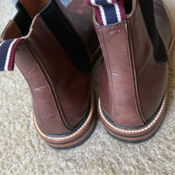 J. Crew Brown Leather Ore Stripe Chelsea Boots Men's Size 11