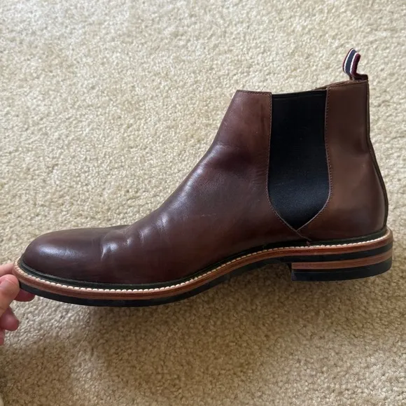 J. Crew Brown Leather Ore Stripe Chelsea Boots Men's Size 11