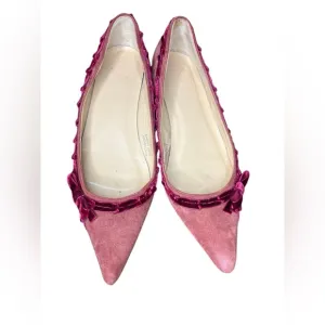 J. Crew Burnt orange Marnie Plaid Rouched-Velvet trim Flats Dark Guava Suede 7