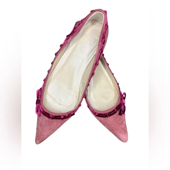 J. Crew Burnt orange Marnie Plaid Rouched-Velvet trim Flats Dark Guava Suede 7