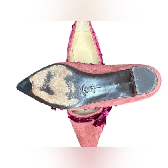 J. Crew Burnt orange Marnie Plaid Rouched-Velvet trim Flats Dark Guava Suede 7
