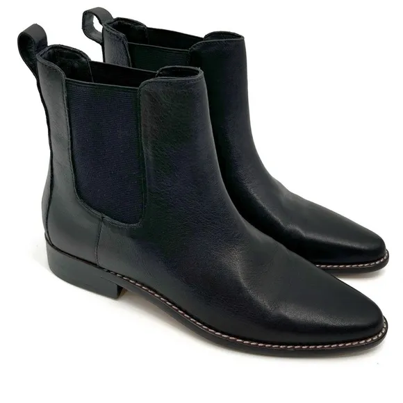 J. Crew Chelsea boots size 7 Black Leather Pointed Heel Chelsea Tall Ankle AB131