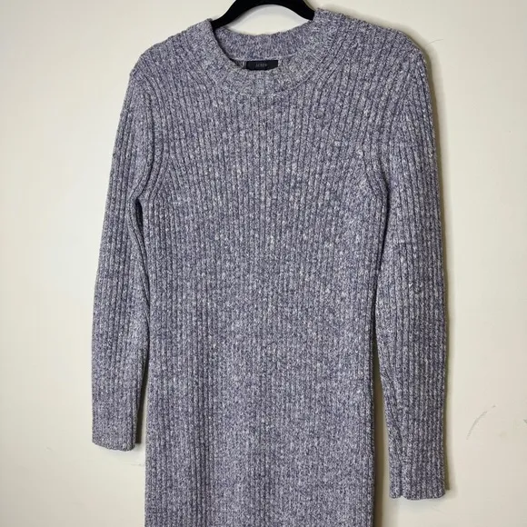 J Crew Elegant Lilac Heather RIbbed Knit Thick Long Sweater Dress Size Medium